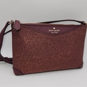 Kate Spade adjustable crossbody! Glitter fabric in Deep nova maroon! *nwt